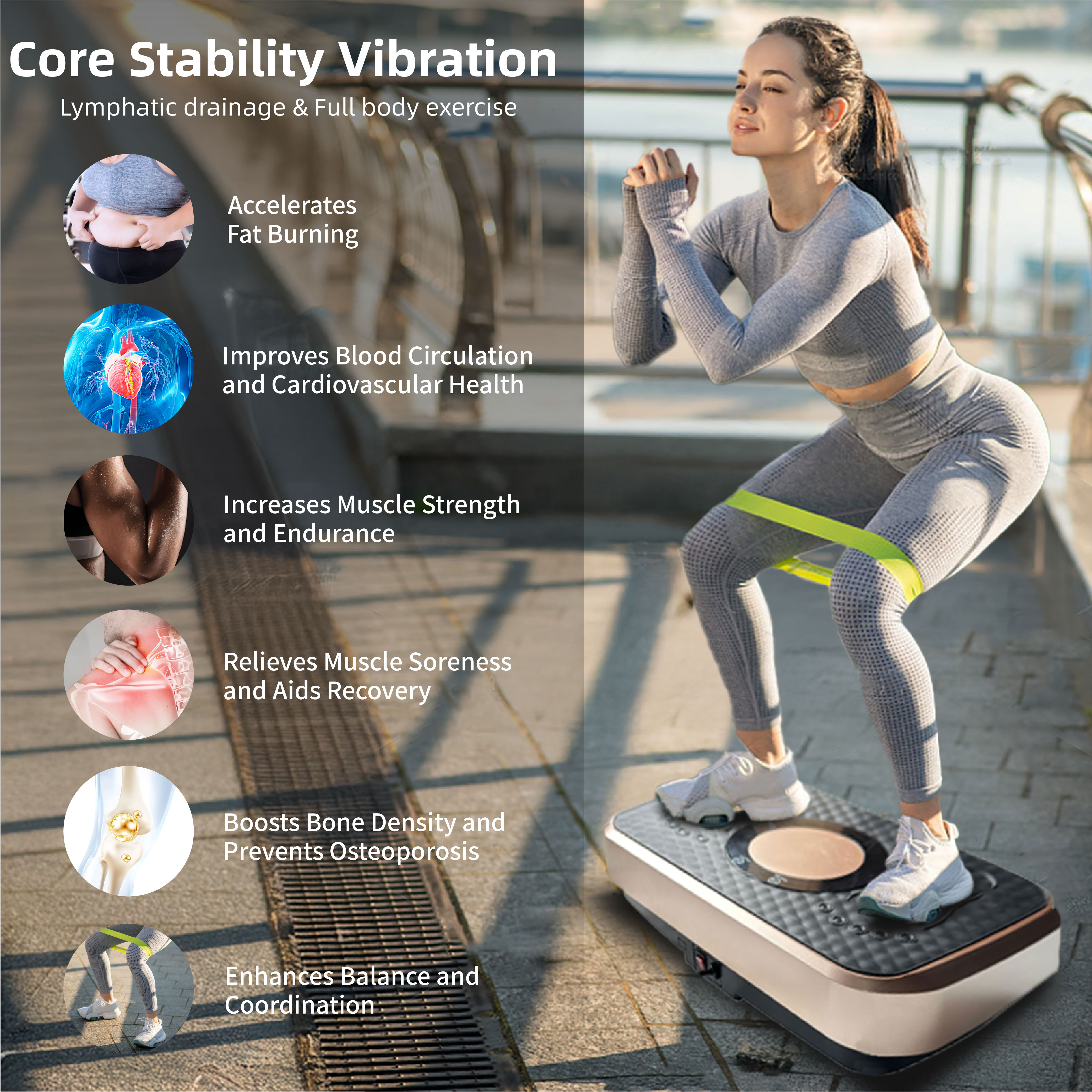Vibration Plate Fitness Platform, Whole Body Exercise Machine For Lymphatic Drainage, Shaking Workout Board With 120 Speed Levels, Fat Burner And Weight Loss Equipment For Men And Women._voghion.com